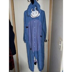 Eeyore Costume Womens Size Large Union Suit Pajamas Winnie Pooh Button Up Gonaap